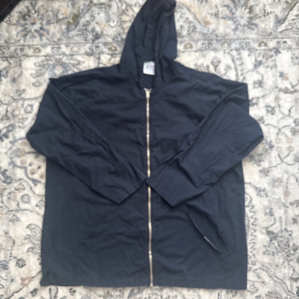 Vintage Fresh Produce Jacket Adult XL Full Zip Navy Lightweight Hooded USA Basic
